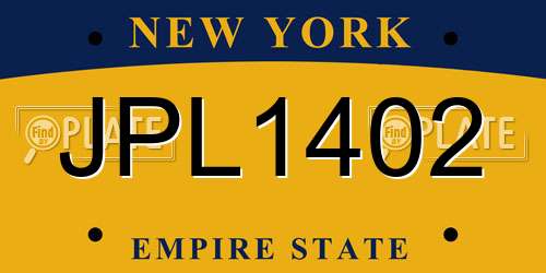 JPL1402 New York License Plate
