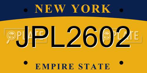 JPL2602 New York License Plate