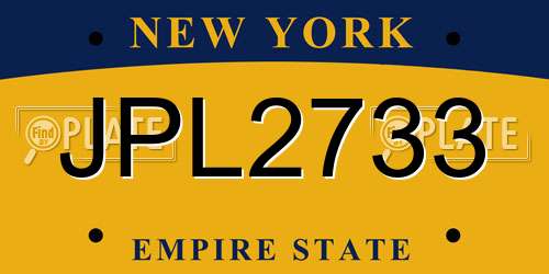 JPL2733 New York License Plate