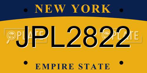 JPL2822 New York License Plate