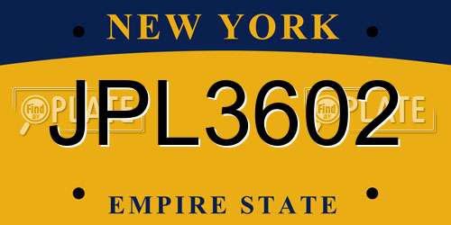 JPL3602 New York License Plate