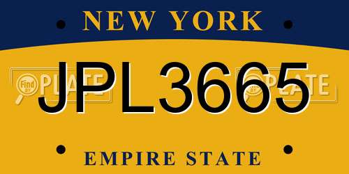 JPL3665 New York License Plate