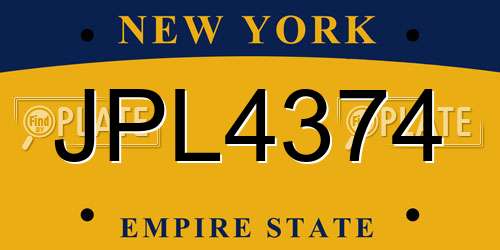 JPL4374 New York License Plate