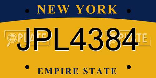 JPL4384 New York License Plate