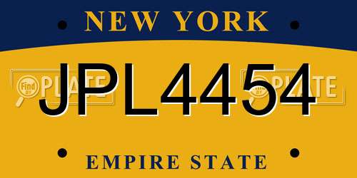 JPL4454 New York License Plate