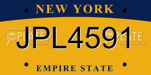 JPL4591 New York License Plate