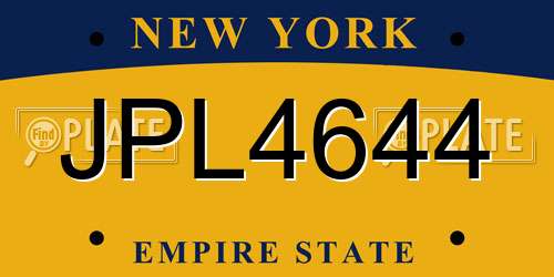 JPL4644 New York License Plate