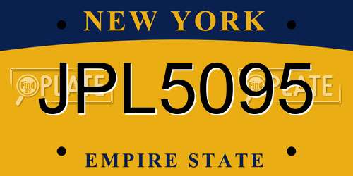 JPL5095 New York License Plate