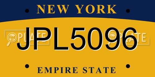 JPL5096 New York License Plate