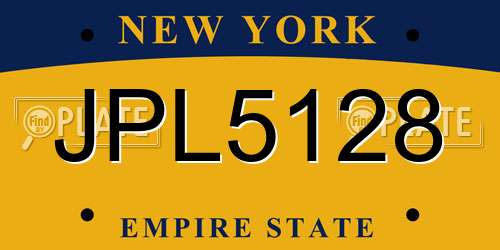 JPL5128 New York License Plate