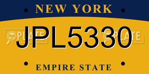 JPL5330 New York License Plate
