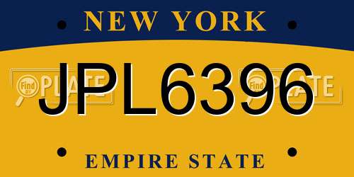 JPL6396 New York License Plate