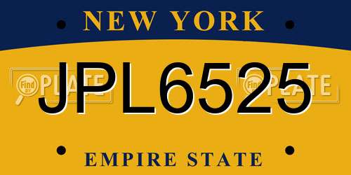 JPL6525 New York License Plate