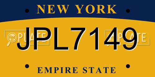 JPL7149 New York License Plate