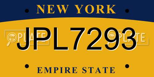 JPL7293 New York License Plate
