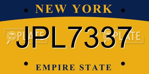 JPL7337 New York License Plate