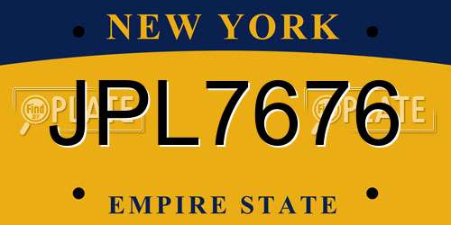 JPL7676 New York License Plate