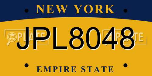 JPL8048 New York License Plate