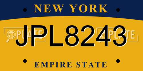 JPL8243 New York License Plate