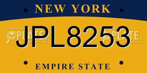 JPL8253 New York License Plate
