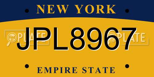 JPL8967 New York License Plate