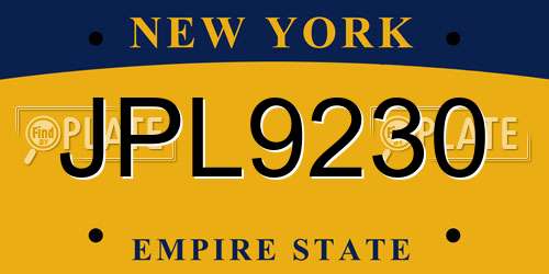 JPL9230 New York License Plate