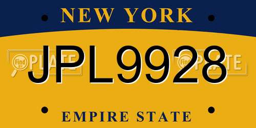 JPL9928 New York License Plate