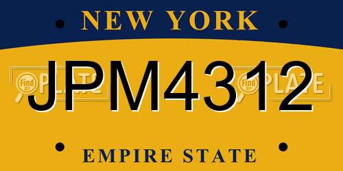 JPM4312 New York License Plate
