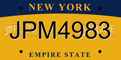 JPM4983 New York License Plate