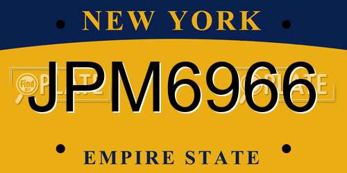 JPM6966 New York License Plate