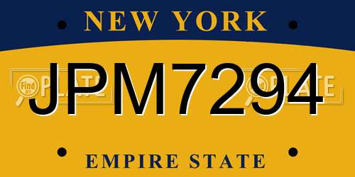 JPM7294 New York License Plate