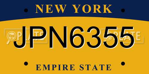 JPN6355 New York License Plate