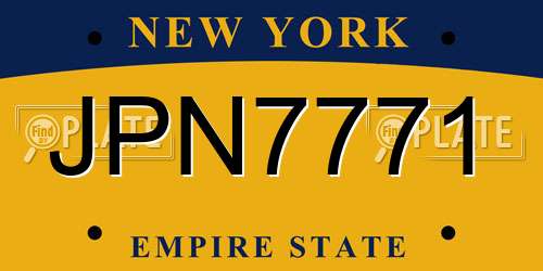 JPN7771 New York License Plate
