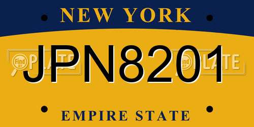 JPN8201 New York License Plate