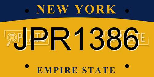 JPR1386 New York License Plate