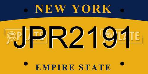 JPR2191 New York License Plate