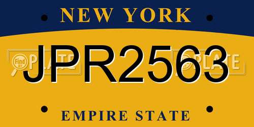 JPR2563 New York License Plate