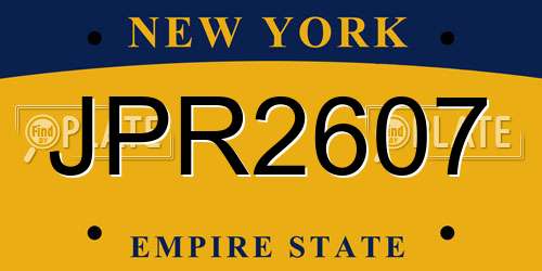 JPR2607 New York License Plate