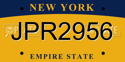JPR2956 New York License Plate