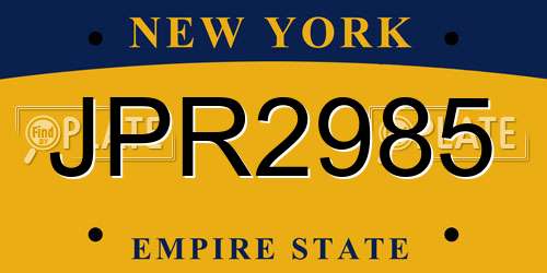 JPR2985 New York License Plate