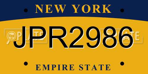 JPR2986 New York License Plate