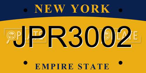 JPR3002 New York License Plate