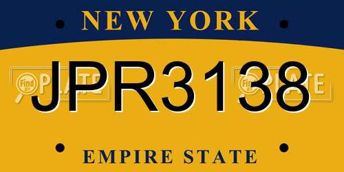 JPR3138 New York License Plate