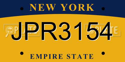 JPR3154 New York License Plate