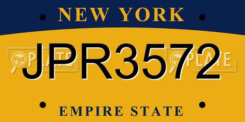 JPR3572 New York License Plate