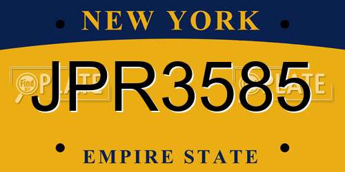 JPR3585 New York License Plate