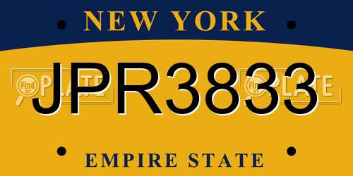 JPR3833 New York License Plate