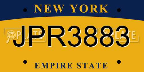 JPR3883 New York License Plate