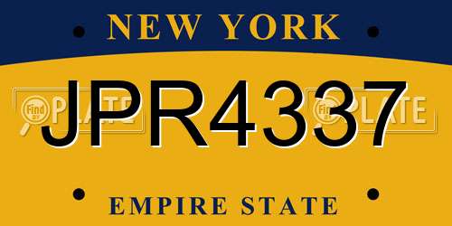 JPR4337 New York License Plate