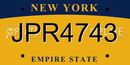 JPR4743 New York License Plate